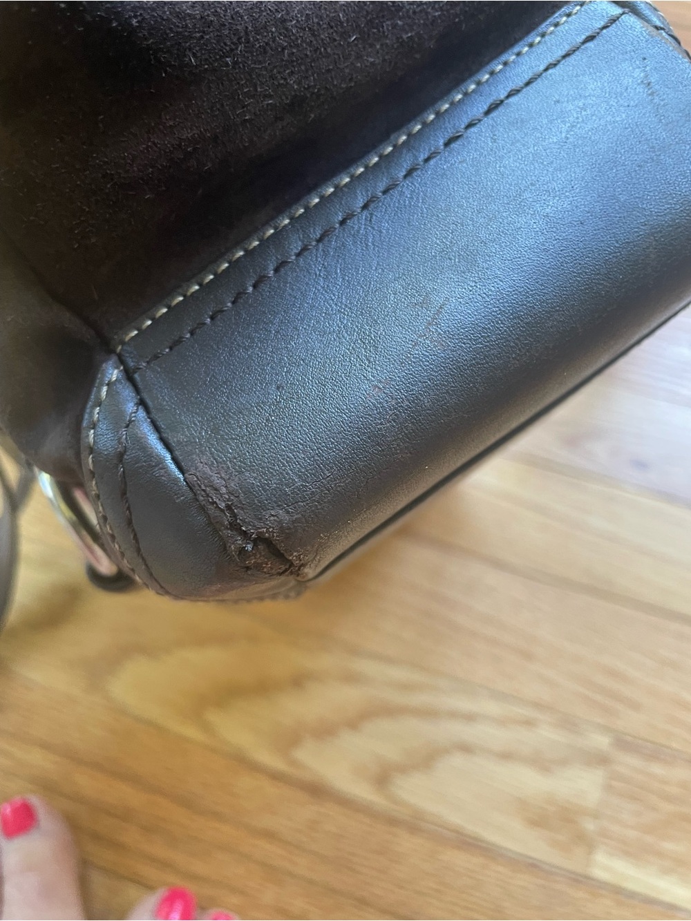Coach Chocolate Brown Suede “Lunch Bag” with Leather Trim Y2K - Picture 8 of 12